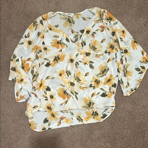 Chic Floral Blouse - Yellow and Green